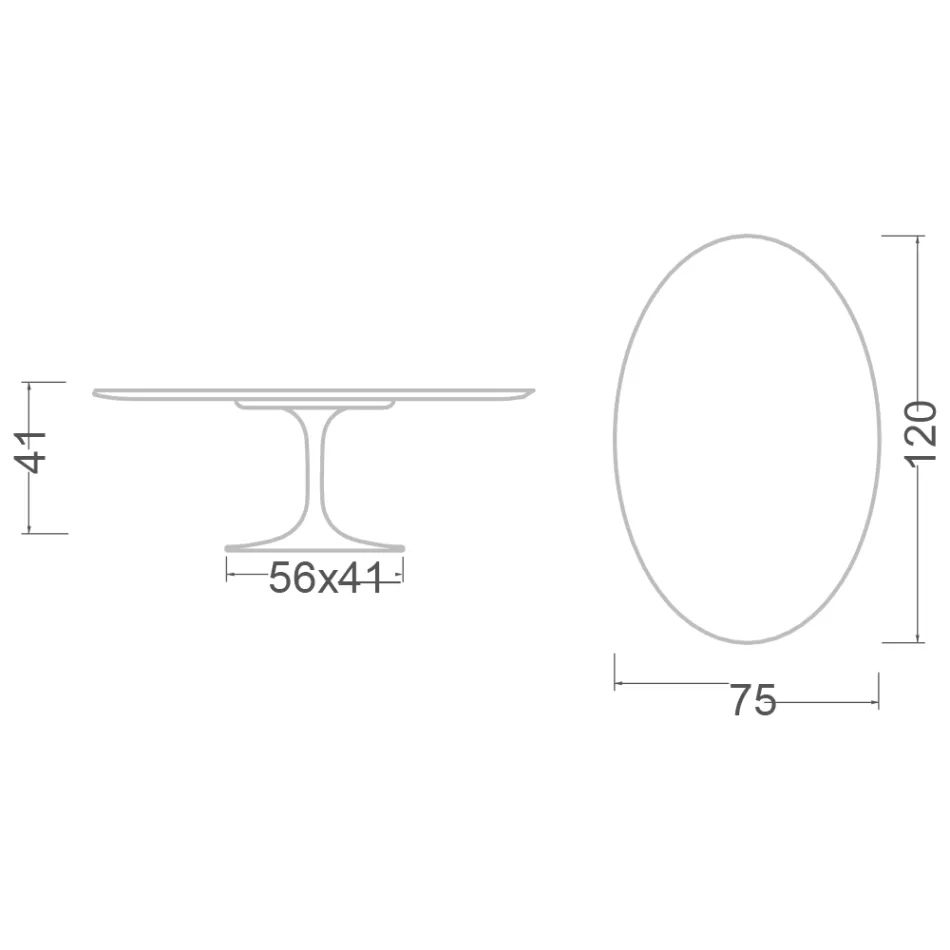 Stolik kawowy Saarinen Oval Tulip H 41 z ceramiki Somnia Made in Italy - Scarlet Viadurini