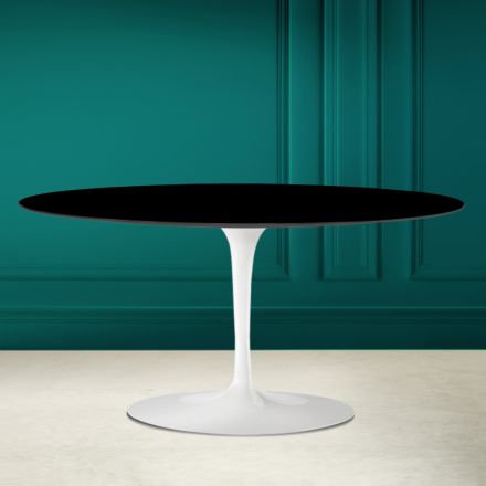 Owalny stolik kawowy Tulip Saarinen H 41 w kolorze Absolute Black Made in Italy - Scarlet Viadurini