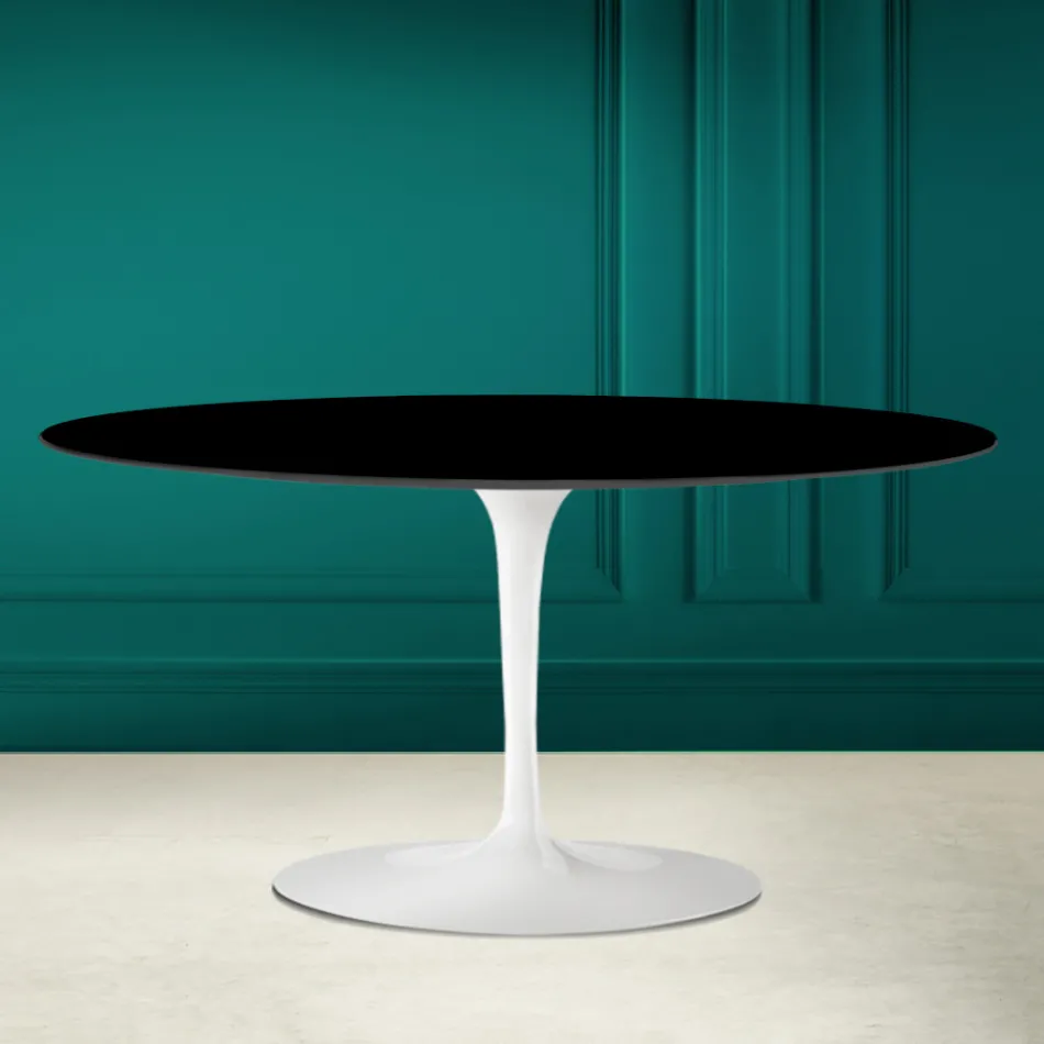 Owalny stolik kawowy Tulip Saarinen H 41 w kolorze Absolute Black Made in Italy - Scarlet Viadurini
