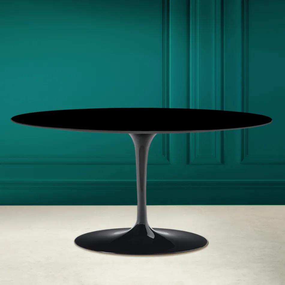 Owalny stolik kawowy Tulip Saarinen H 41 w kolorze Absolute Black Made in Italy - Scarlet Viadurini