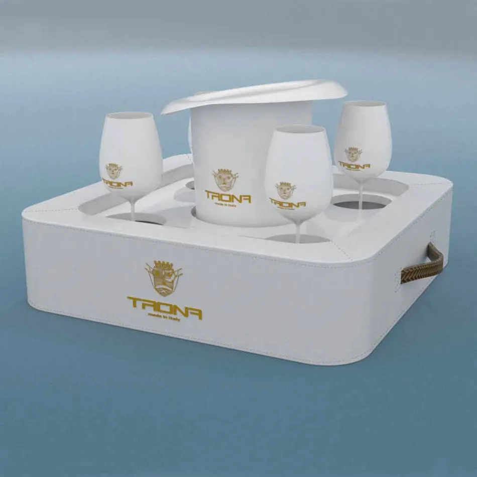 Stolik - Floating taca projekt faux skóry żeglarskie Trona Viadurini