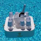 Stolik kawowy - pływająca taca w eko-skórze i pleksi Trona Viadurini