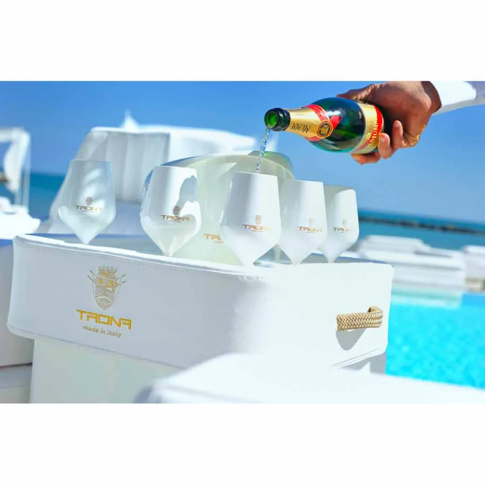 Stolik - pływający Taca z imitacji skóry i pleksi żeglarskie Trona Viadurini