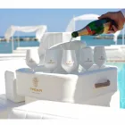 Stolik - pływający Taca z imitacji skóry i pleksi żeglarskie Trona Viadurini