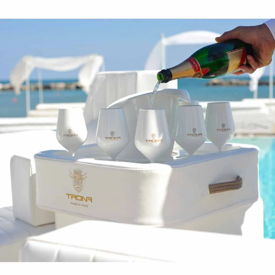 Stolik - pływający Taca z imitacji skóry i pleksi żeglarskie Trona Viadurini