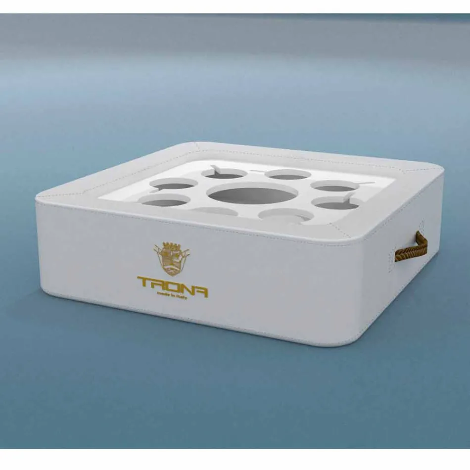 Stolik - pływający Taca z imitacji skóry i pleksi żeglarskie Trona Viadurini