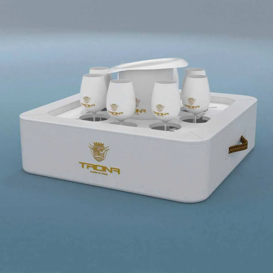 Stolik - pływający Taca z imitacji skóry i pleksi żeglarskie Trona Viadurini