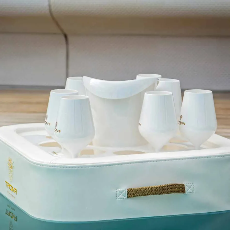 Stolik kawowy - pływająca taca w eko-skórze i pleksi Trona Viadurini