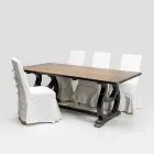 Stół z drewna sosnowego 200x100 cm z antyczną podstawą pod umywalkę - Aieta Viadurini