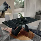 Stół 210x110 cm z ceramicznym blatem imitującym marmur i metalową podstawą - Adriano Viadurini