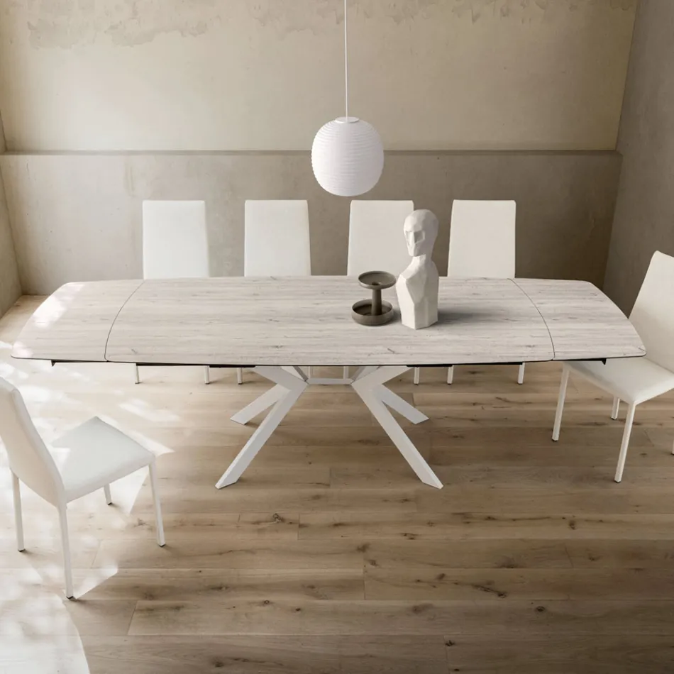 Rozkładany stół beczkowy do 240 lub 280 cm z HPL i metalu - Obecnie Viadurini