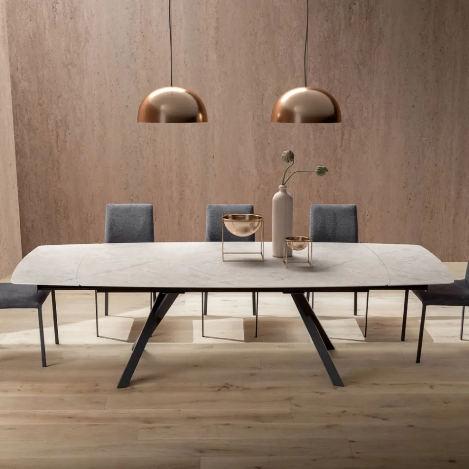 Rozkładany stół beczkowy do 240 lub 280 cm z laminatu HPL - Dialogo Viadurini