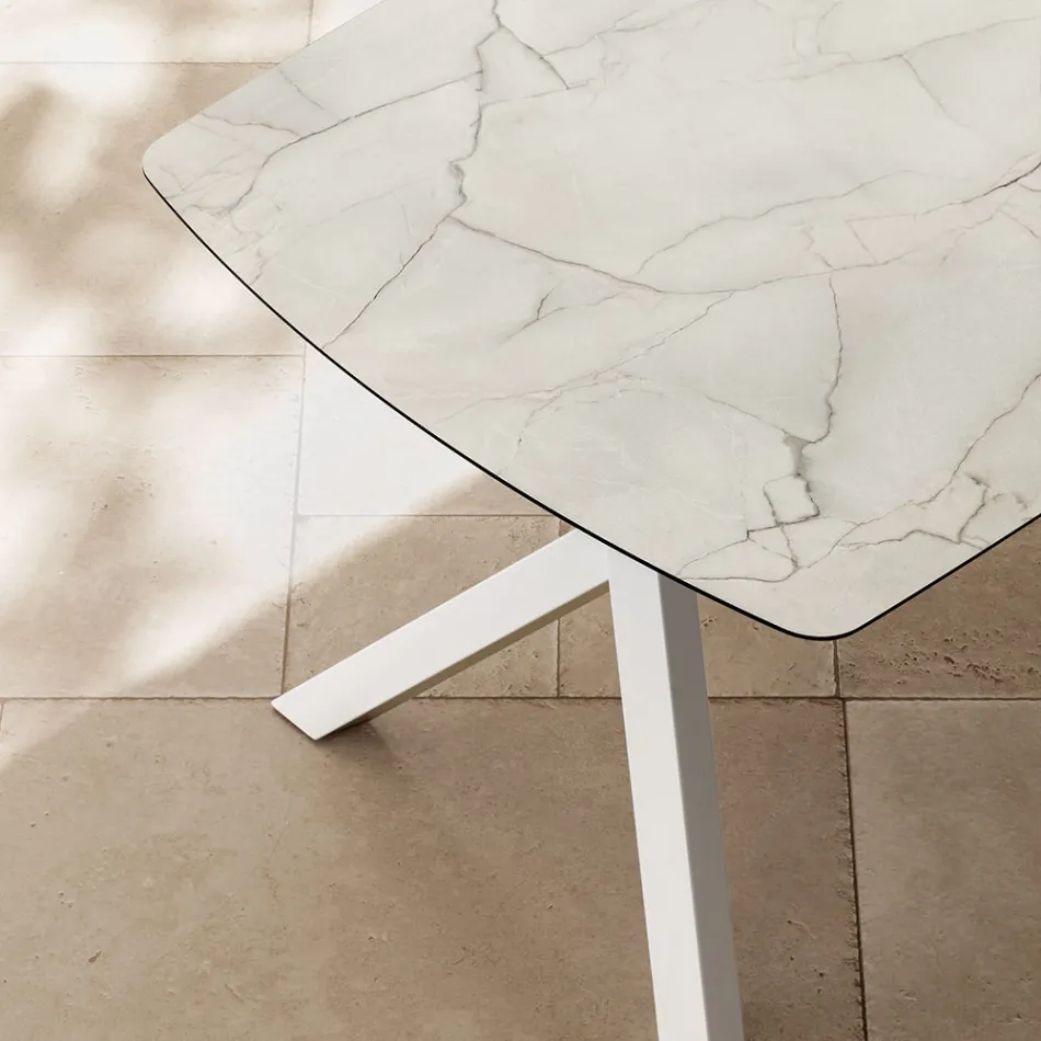 Rozkładany stół beczkowy do 240 lub 280 cm z laminatu HPL - Dialogo Viadurini