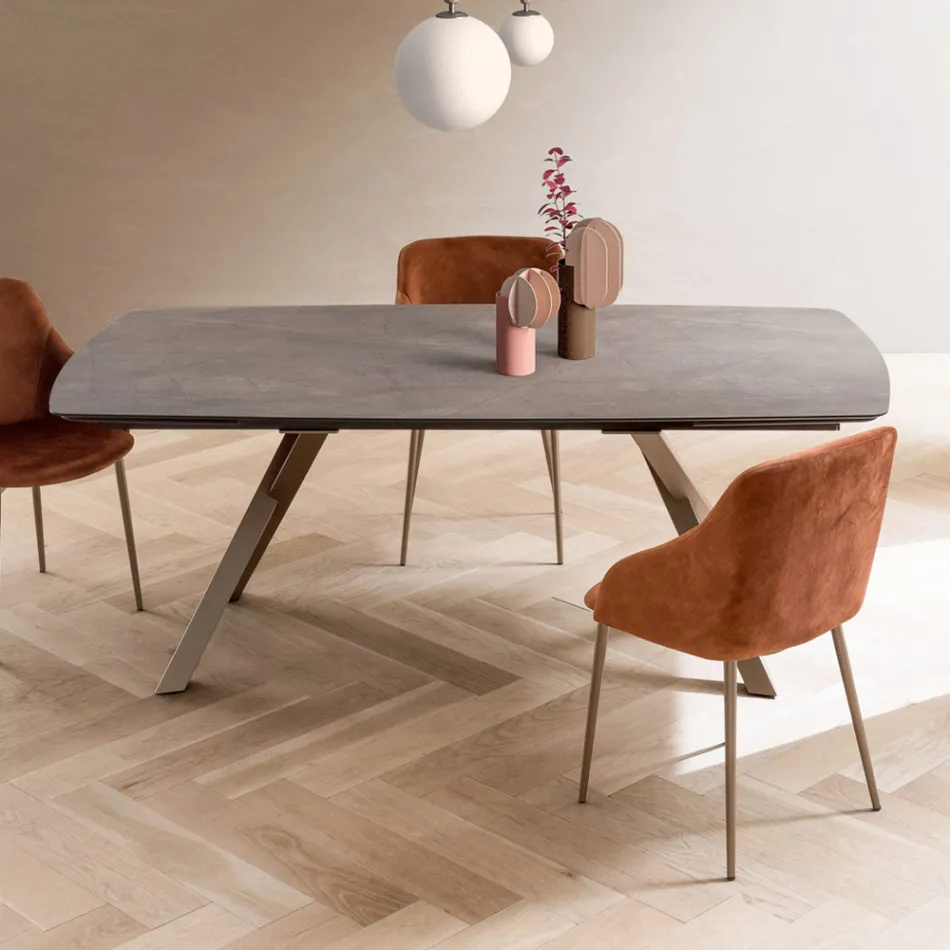 Rozkładany stół beczkowy do 240 lub 280 cm z laminatu HPL - Dialogo Viadurini