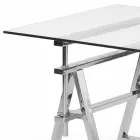 Stolik ze stali / szkła o regulowanej wysokości (L190xH72 / 74 / 78xP90cm) Cristal Viadurini