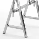 Stolik ze stali / szkła o regulowanej wysokości (L190xH72 / 74 / 78xP90cm) Cristal Viadurini