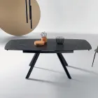 Stół rozkładany 140/210x90 cm z kamienia spiekanego z efektem marmuru - Atrium Viadurini