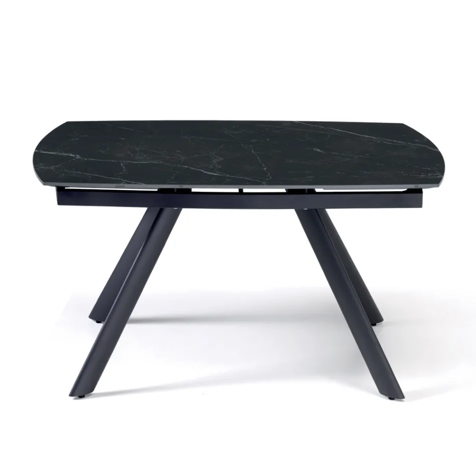 Stół rozkładany 140/210x90 cm z kamienia spiekanego z efektem marmuru - Atrium Viadurini