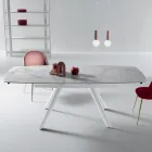 Stół rozkładany 140/210x90 cm z kamienia spiekanego z efektem marmuru - Atrium Viadurini