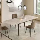 Rozkładany stół 160/240x90 cm z kamienia spiekanego z efektem marmuru - Samus Viadurini