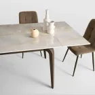 Rozkładany stół 160/240x90 cm z kamienia spiekanego z efektem marmuru - Samus Viadurini