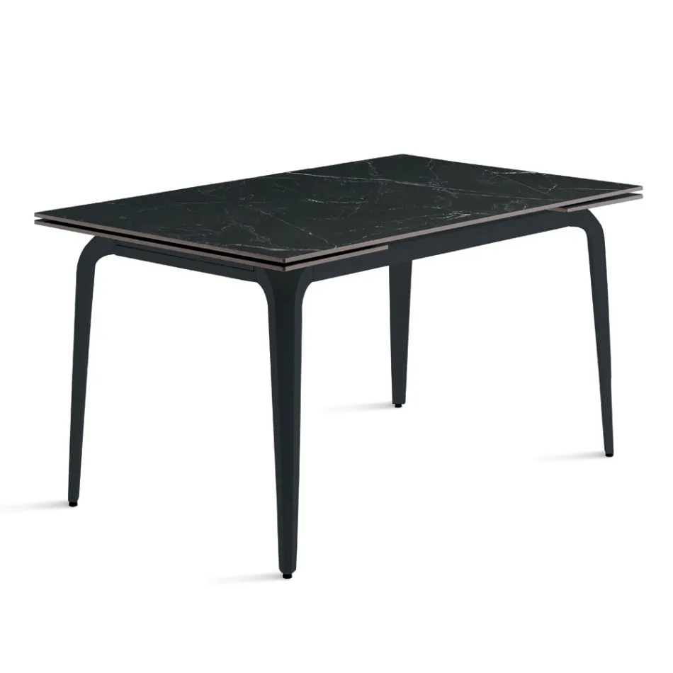 Rozkładany stół 160/240x90 cm z kamienia spiekanego z efektem marmuru - Samus Viadurini