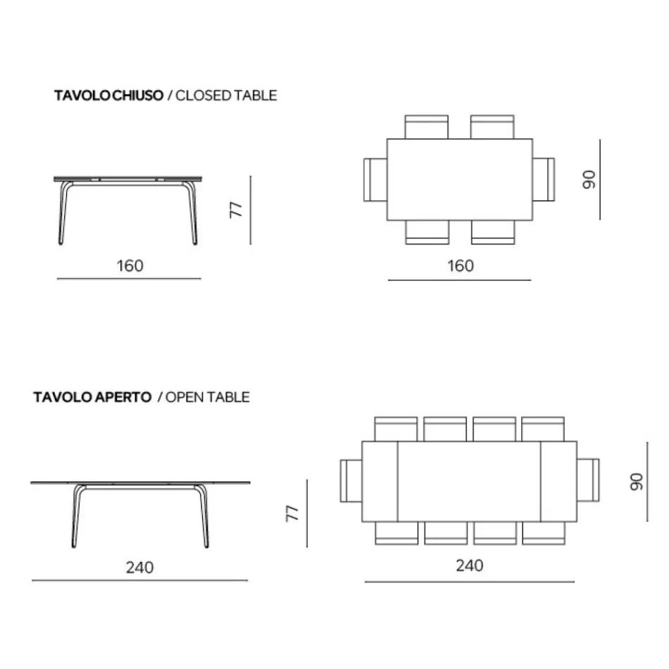 Rozkładany stół 160/240x90 cm z kamienia spiekanego z efektem marmuru - Samus Viadurini