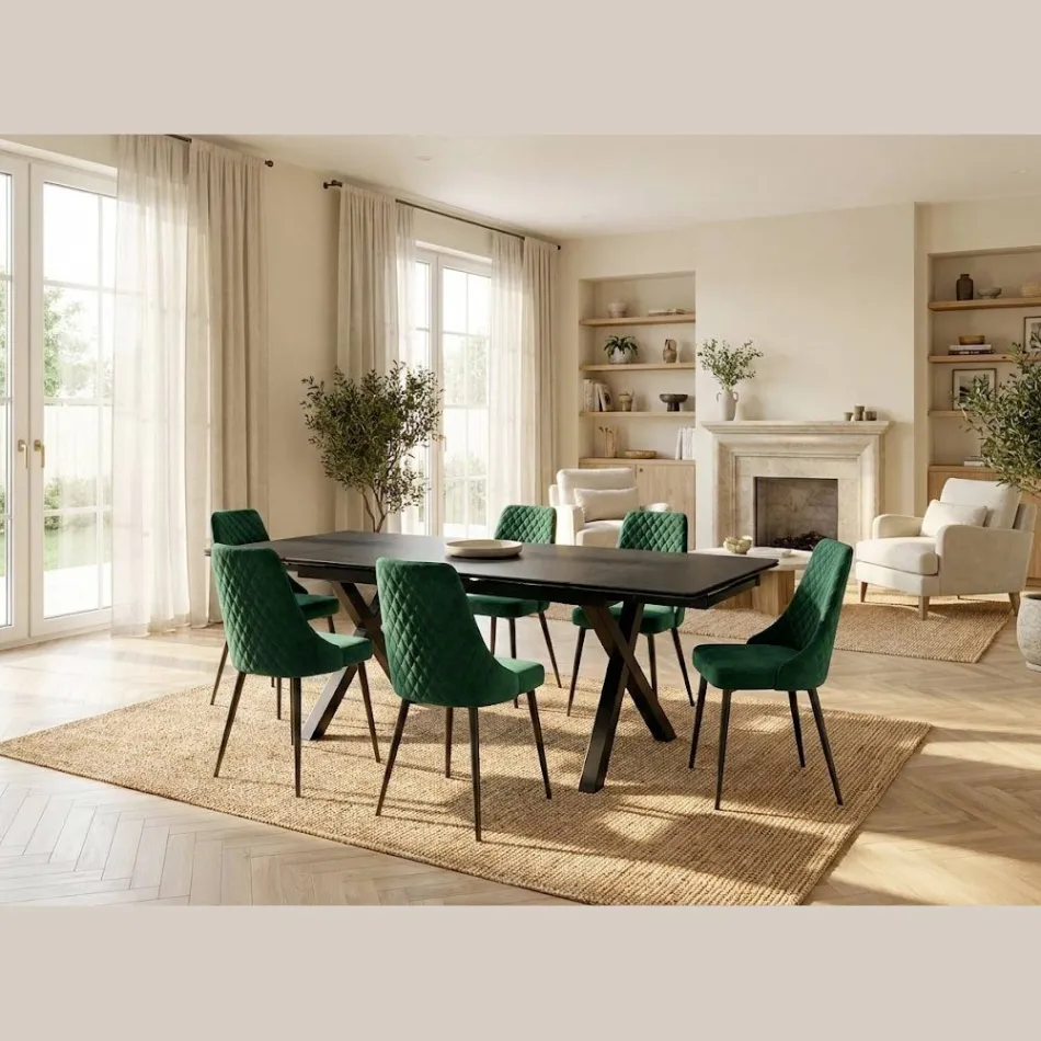 Stół rozkładany 160/240x90 cm ze szkła ceramicznego - Master Viadurini