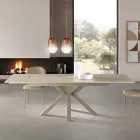 Rozkładany stół 160/240x91 cm z kamienia spiekanego z efektem marmuru - Palazzo Viadurini