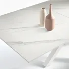 Rozkładany stół 180/240x100 cm z kamienia spiekanego z efektem marmuru - Loggia Viadurini