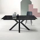 Rozkładany stół 180/240x100 cm z kamienia spiekanego z efektem marmuru - Loggia Viadurini