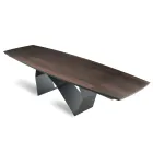 Rozkładany stół 200/300x100 z forniru dębowego i metalu - krzyż Viadurini