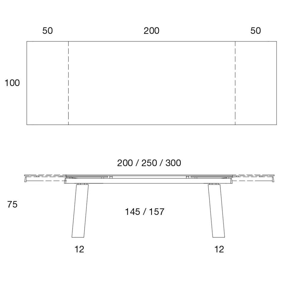 Stół Rozkładany 3 m Błyszczące Ceramiczne Blat Metalowe Nogi - Papusca Viadurini