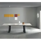 Stół Rozkładany 3 m Błyszczące Ceramiczne Blat Metalowe Nogi - Papusca Viadurini