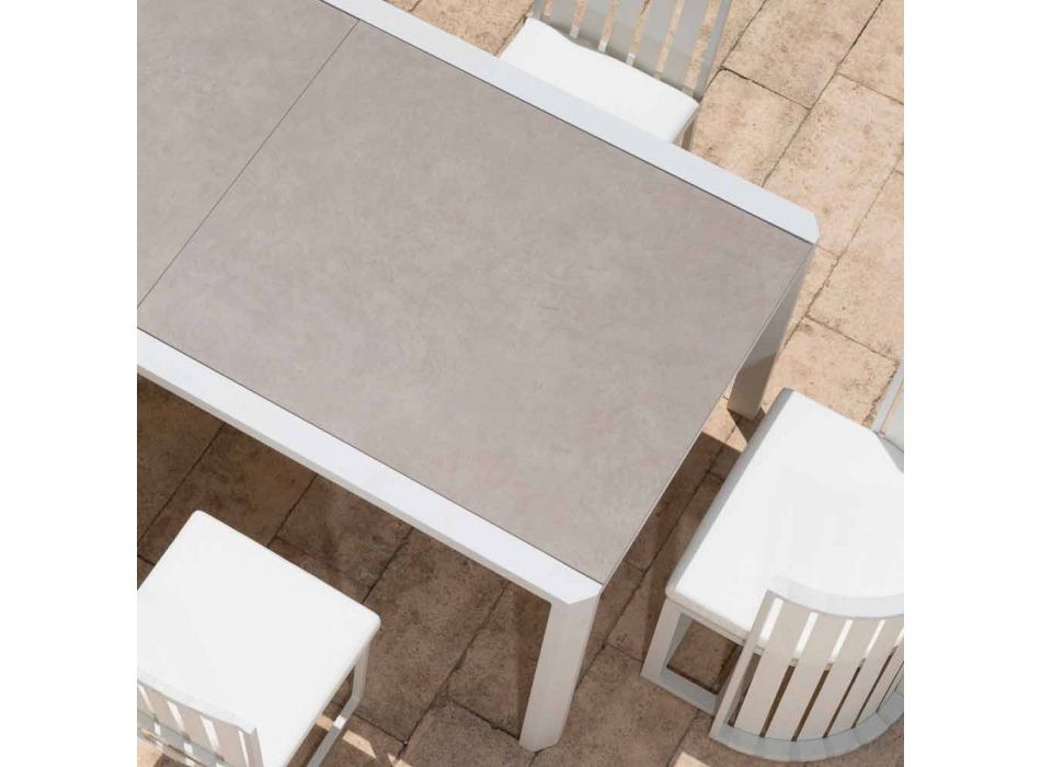 Stół rozkładany 340 cm Jadalnia na zewnątrz z aluminium i szkła lub Laminam - Julie Viadurini