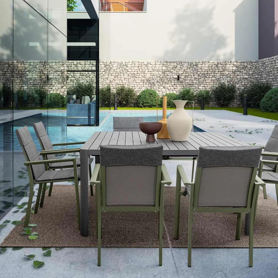 Rozkładany stół do 149 cm z aluminium malowanego proszkowo - potrzeba Viadurini