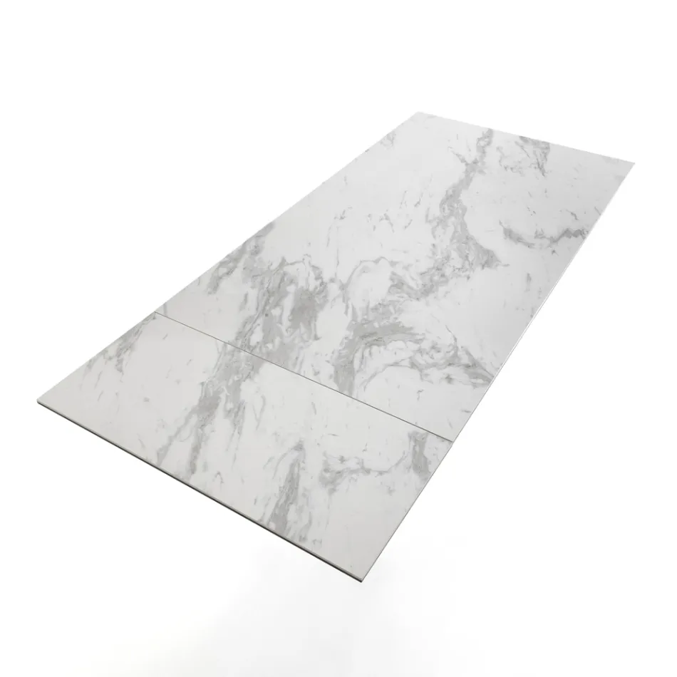 Stół rozkładany do 170 cm ze stali i ceramiki - Sphinx Viadurini