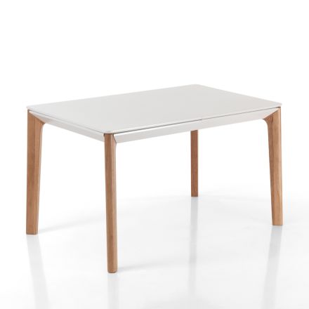 Stół rozkładany do 180 cm z nogami z litego dębu i drewna w kolorze rutenu Viadurini
