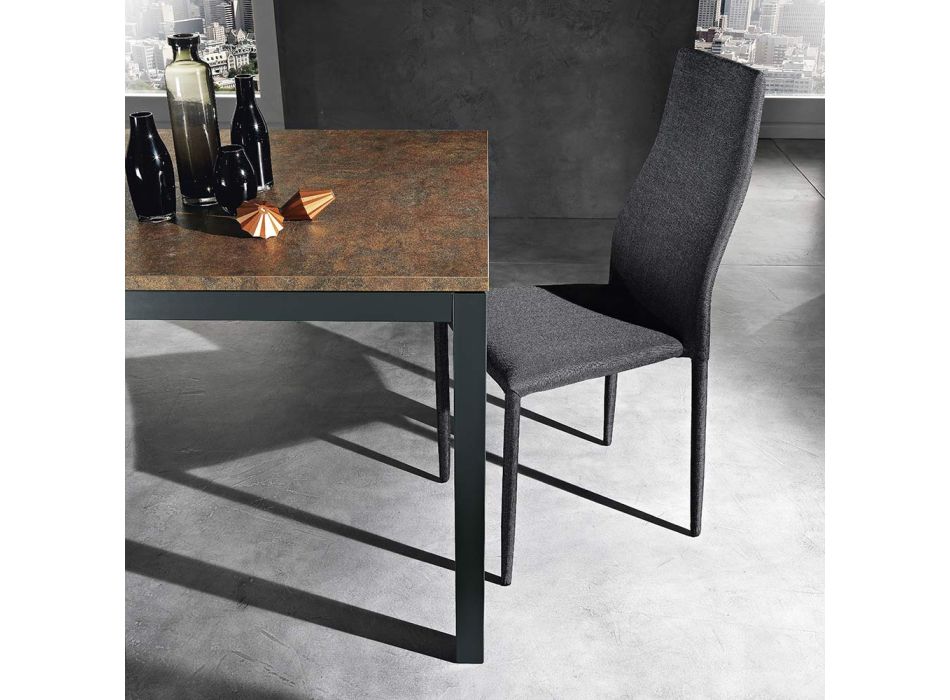Stół rozkładany do 180 cm z antracytowego metalu Made in Italy - Beatrise Viadurini