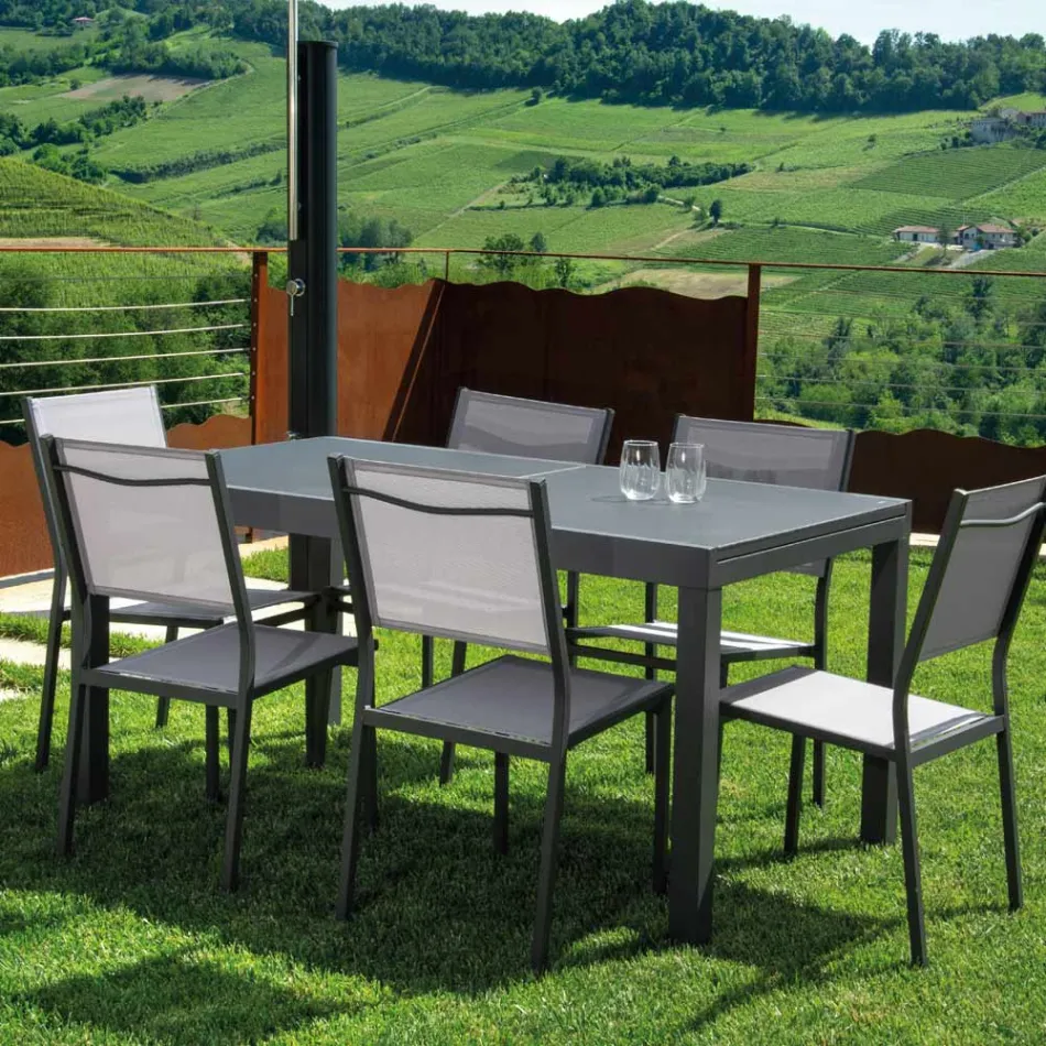 Stół rozkładany 180 cm lub 220 cm z blatem ze szkła hartowanego - Cartellina Viadurini