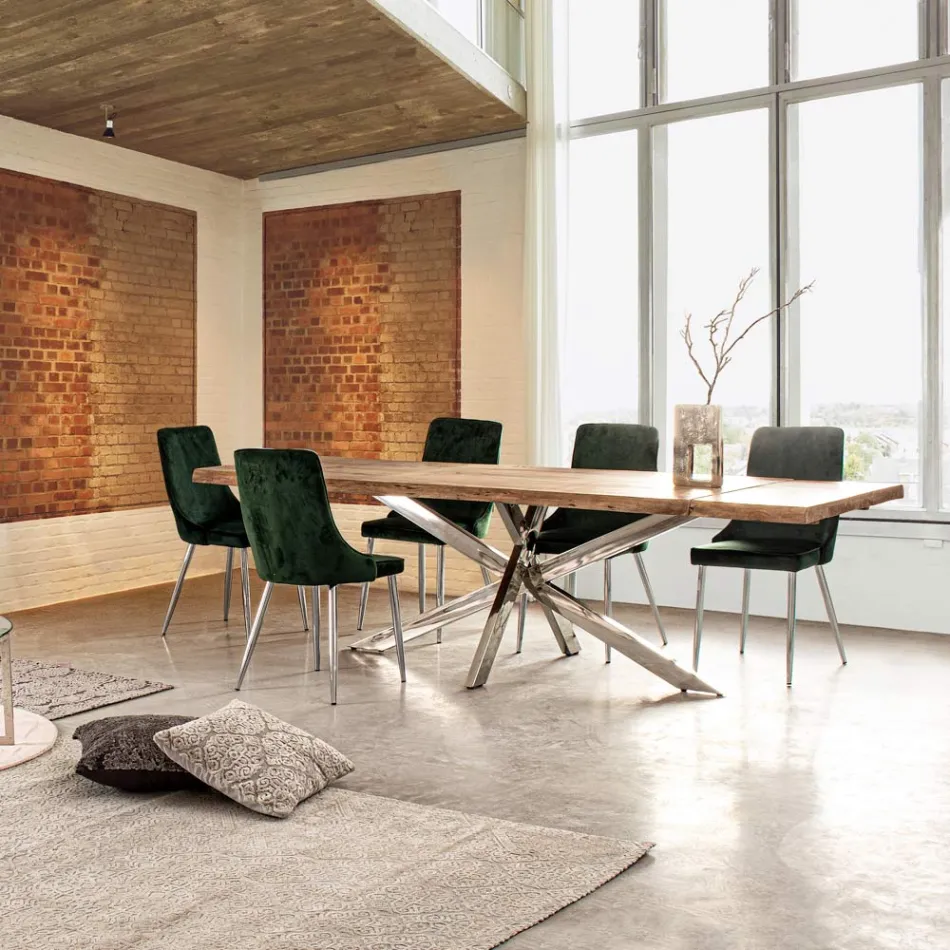 Rozkładany stół do 2,6 m z ręcznie robionego drewna Homemotion - Plutarco Viadurini