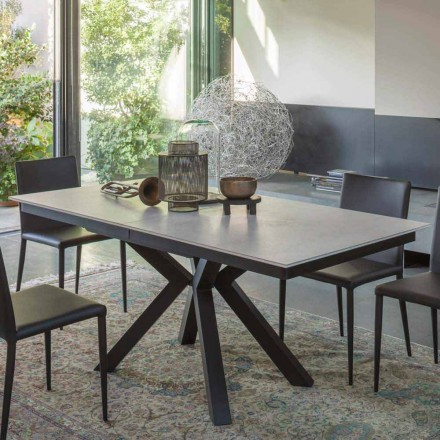 Stół rozkładany do 2,8 m na nogach ceramicznych i metalowych - Paoluccio Viadurini