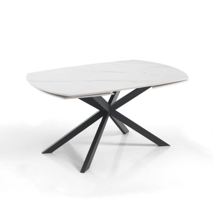 Stół rozkładany do 200 cm z czarną stalową podstawą - Torio Viadurini