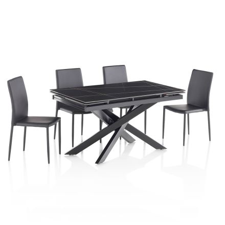 Rozkładany stół ceramiczny do 200 cm z 4 krzesłami - Aisha Viadurini