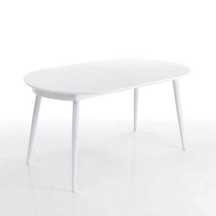 Stół rozkładany do 200 cm z metalowej i białej płyty MDF - Homar Viadurini