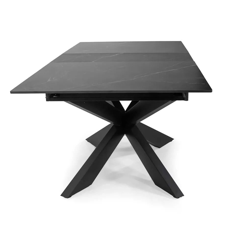 Rozkładany stół 200 cm z metalu i kamienia syntetycznego - podwodny Viadurini