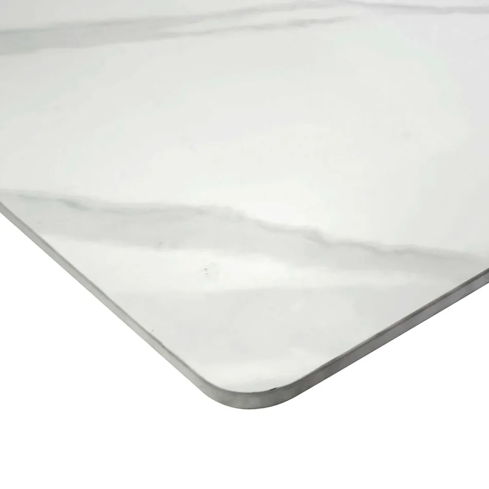 Rozkładany stół 200 cm z metalu i kamienia syntetycznego - podwodny Viadurini