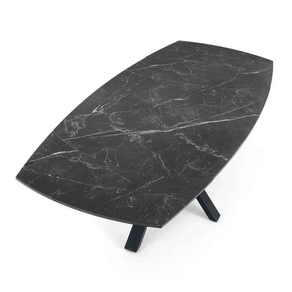 Stół rozkładany do 210 cm ze stali i ceramiki - Bavosa Viadurini