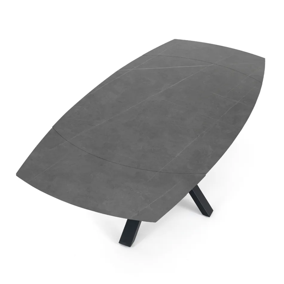 Stół rozkładany do 210 cm ze stali i ceramiki - Bavosa Viadurini