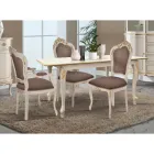 Stół rozkładany do 220 cm z białego i złotego drewna Made in Italy - Luxury Viadurini